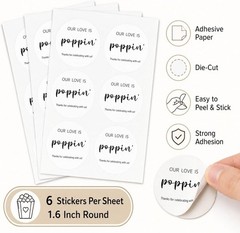 1.6-Inch «Our Love Is Poppin’» Stickers 120 Pcs – Small Business Favor Labels