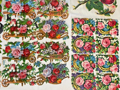 VTG VICTORIAN SCRAP PZB ENGLISH ROSES LUCKY FULL BLOWN BLOOMS EMBOSSED DIECUT