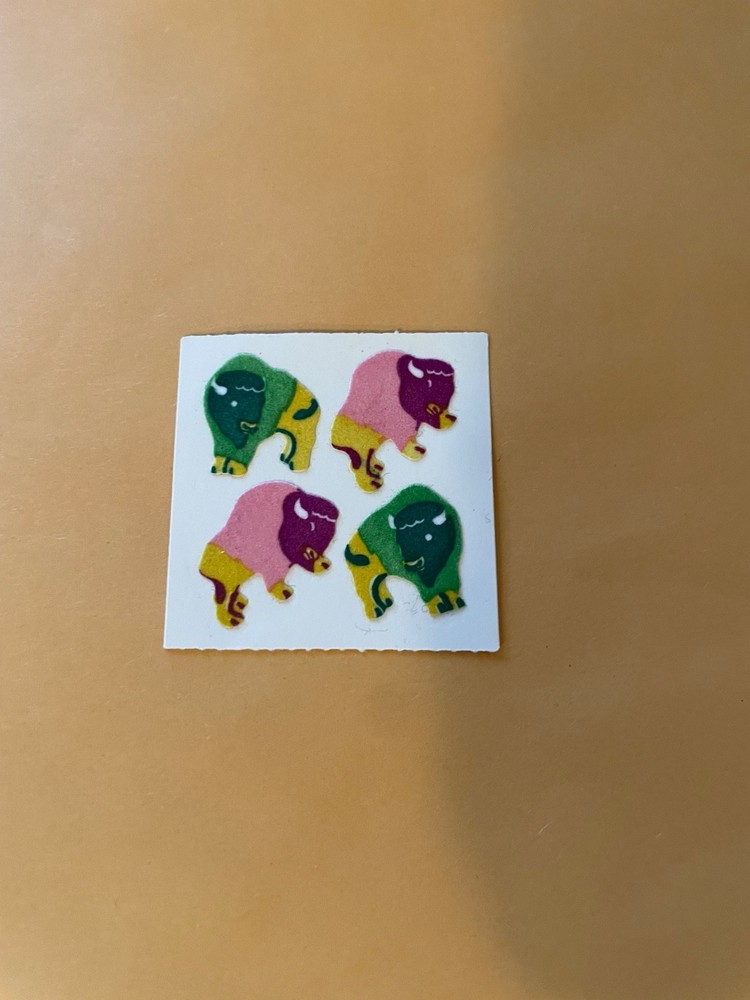 Vintage 1980s Great Seven Buffalo Fuzzy Stickers
