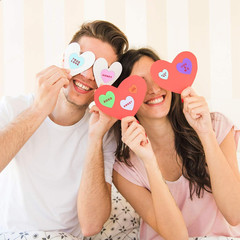 500 Pieces Valentine’S Day Heart Shaped Foam Stickers in Pure Color Printed Lett