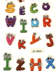 Alphabet Letter Stickers Funny Faces Eyeballs Colorful Crafts Lot of 2 NEW READ