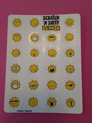 vintage 80s 3M scratch & sniff suns lemon scented sticker sheet