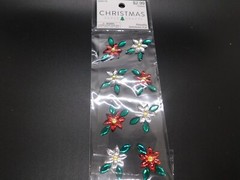 Christmas paper crafts Poinsettia Gemstones stickers 8pc