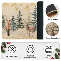 MEHOFOND Christmas Kitchen Rugs Set of 2,Xmas Trees Deer Snowflakes Kitchen R…