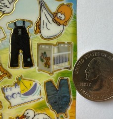 IT’S A LITTLE BOY Gold Foil Stickers(17pc)Stork•Baby •Newborn•Bottle•Card Making