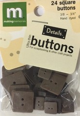 BROWN SQUARES ULTRA-THIN BUTTONS(24pc)Making Memories•Asst. Sizes 3/8″-7/8″