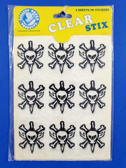 Vintage NOS Quality Paper Products Skull Crossbone Halloween Clear Stix Stickers