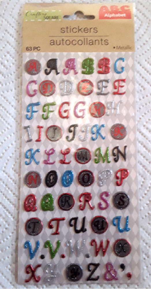 Letter Alphabet Stickers 63 Pieces Metallic Red Blue Green New
