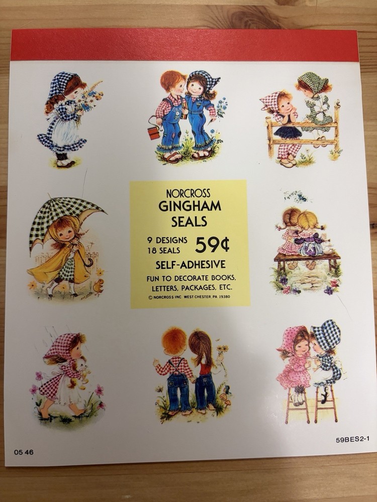 Vintage NORCROSS Gingham Seals 18 Seals 9 Designs