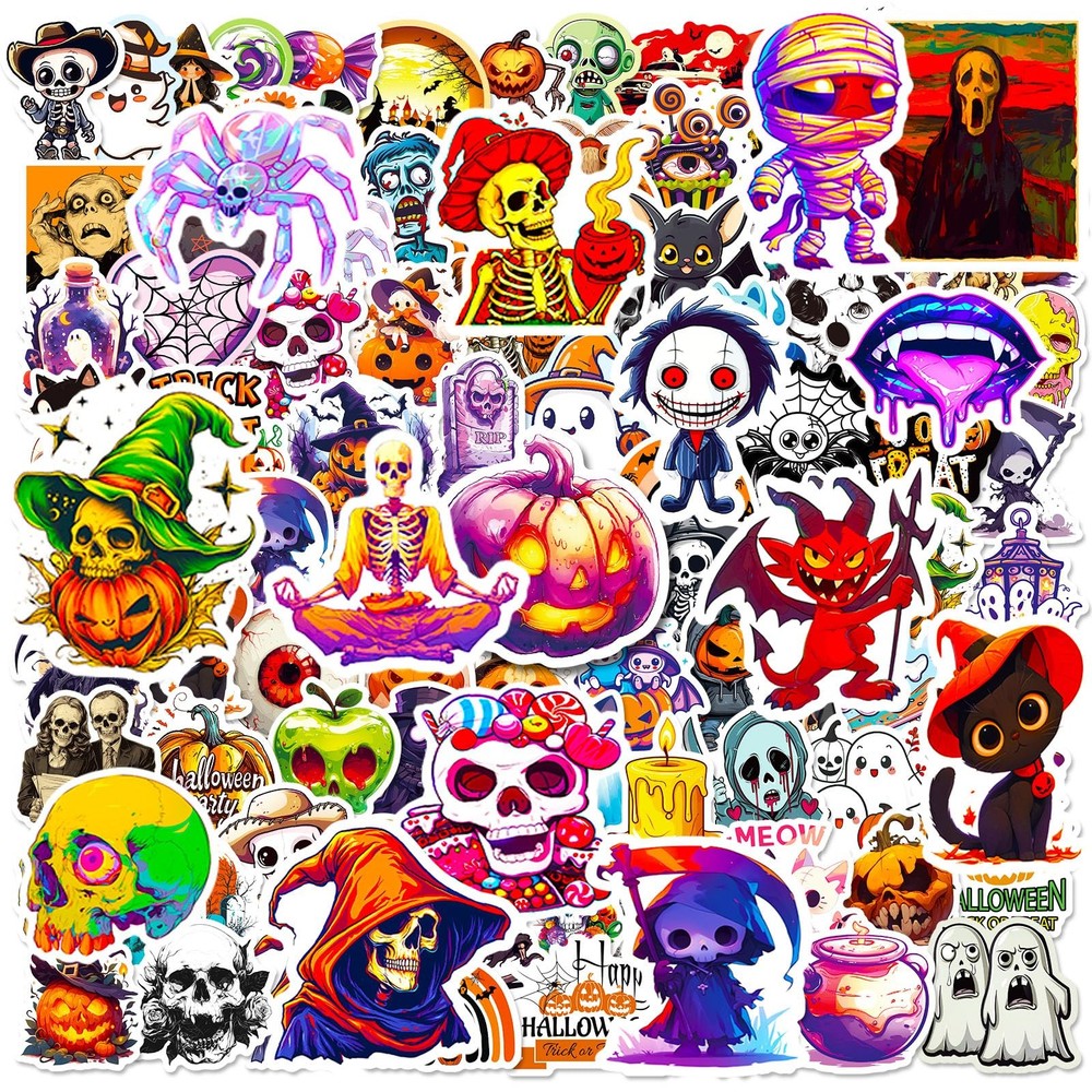 Halloween Stickers, 100Pcs Halloween Pumpkin Theme Stickers Bulk, Vinyl Waterpro