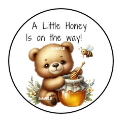 A LITTLE HUNNY IS ON THE WAY ENVELOPE SEALS LABELS STICKERS 1.5″ (30) HONEY BEAR
