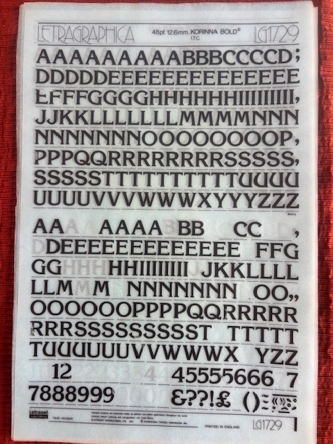 4 Letraset INSTANT LETTERING Transfer Letters Korinna BOLD 48pt 1