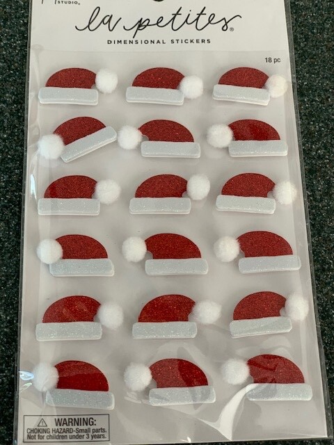 CHRISTMAS PAPER CRAFTS SANTA HATS GLITTER SANTA HATS WITH COTTON BALL 18PCS