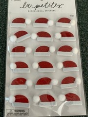 CHRISTMAS PAPER CRAFTS SANTA HATS GLITTER SANTA HATS WITH COTTON BALL 18PCS