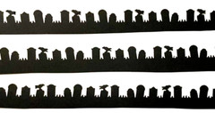 8″ GRAVEYARD BORDER with, GRAVE STONES, CROWS, ++ SILHOUETTE DIE CUT/ CUTS