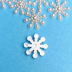 25 Shiny Resin Pearl Snowflakes Flatback Beads Crafts Scrapbooking