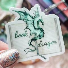 Green Book Dragon Watercolor Sticker – Fantasy & Mythical Vinyl Decal
