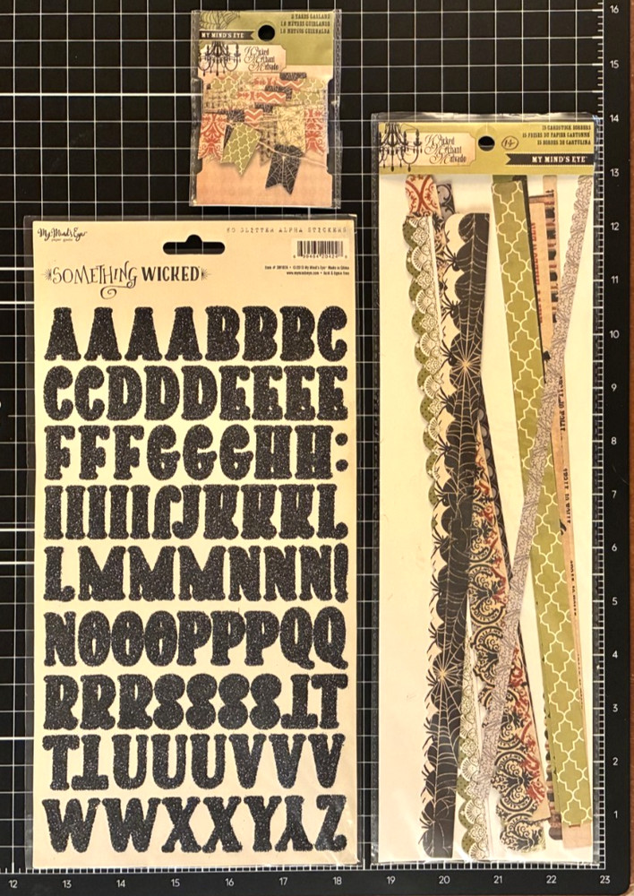 My Mind’s Eye Halloween SOMETHING WICKED Alpha Stickers Borders Garland LOT