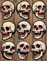 Red Eyed Skull Die Cut Vinyl Stickers Set Scrapbooking Laptop Waterbottle