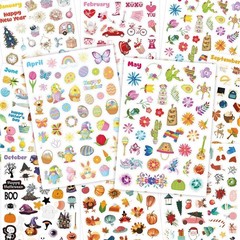 24 Sheets Holiday Stickers Assortment Seasonal Stickers for Kids Children St….