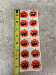 Vtg Puffy Pumpkin Stickers Halloween Jack‑O‑Lantern Sheet 12pcs Craft Decor 1″