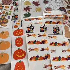 Vtg Mrs Grossman’s Thanksgiving Fall Halloween Sticker Big Lot Jolee’s Hallmark