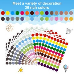 1050 Pcs Dot Stickers 3/4 Inch Colored Dot Stickers 30 Color Circle Coding Label