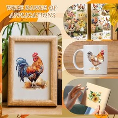 Chicken Rub on Transfers for Crafts – 6 Sheets Farm 11.8×7.9 Inch,