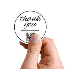 1000 pcs 1.5” Thank You QR Stickers Roll for Small Business – Boost Social Media