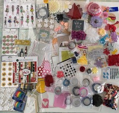 Huge Mixed Scrapbooking Em2 Lot Embellishments Doodlebug Ribbon Disney Flowers