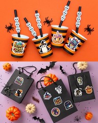 100 Pcs Halloween Party Favors Stickers Waterproof Decals for Water Bottles
