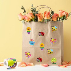 300Pcs Spring Themed Face Stickers Roll – Butterfly Ladybug Insect DIY Crafts