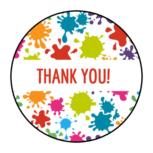 30 THANK YOU PAINT SPLATTER ENVELOPE SEALS LABELS STICKERS 1.5″ PARTY FAVORS