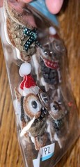 RARE Jolees Pinecone Owl Repeats Google Eyes Santa Hat Bow Christmas 3D Stickers