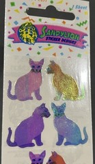 Rare Vintage Stickers NIP Sandy Lion Mother Of Pearl Opal Iridescent Kitty Cats