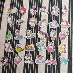 Unicorn Stickers – lot of 30 – unpeeled with backs – unused 2.5×2.5 inch size