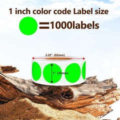 ‎‎1000PCS Fluorescent Green Circle Dot Labels, 1 inch Round Stickers Roll, Ea…