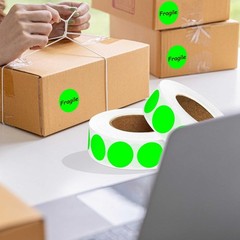 ‎‎1000PCS Fluorescent Green Circle Dot Labels, 1 inch Round Stickers Roll, Ea…