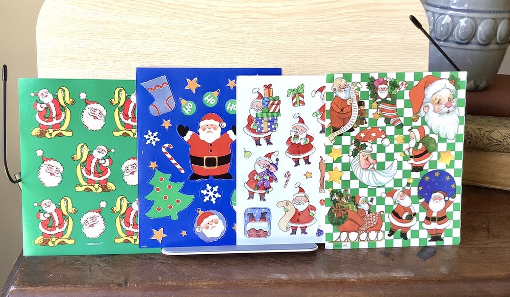 Lot of 4 Vintage Santa Claus Sticker Sheets Amscan Hallmark AGC Loose Complete