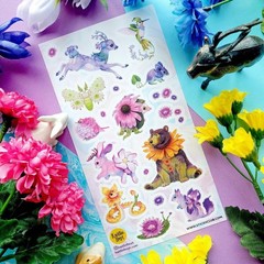 Stickii – Flower Animal Stickers – Unique Fantasy Animals Sticker Sheet – Crafts