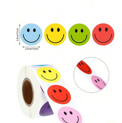 500pcs Roll Cute Face Reward Stickers, Self-Adhesive, Gift & Decoration