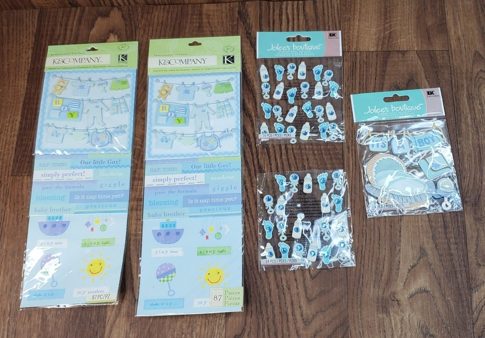 K Company Jolee’s Boutique It’s A Boy! Baby Shower Theme Scrapbook Sticker Lot