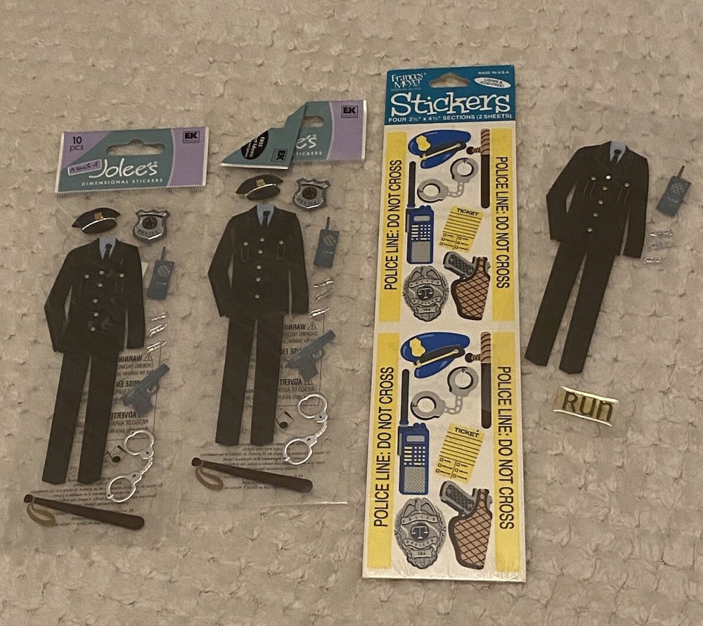 Jolees Botique Police Uniforms Hand Cuff Gun Holster Scrap Booking Sticker Lot