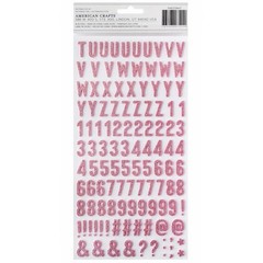 LIFE OF THE PARTY PINK GLITTER ALPHABET THICKERS (2) STICKER SHEETS scrapbooking