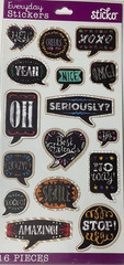 Sticko Chalk Quote Stickers 16PC EK Success Scrapbook Planner B/W Typography