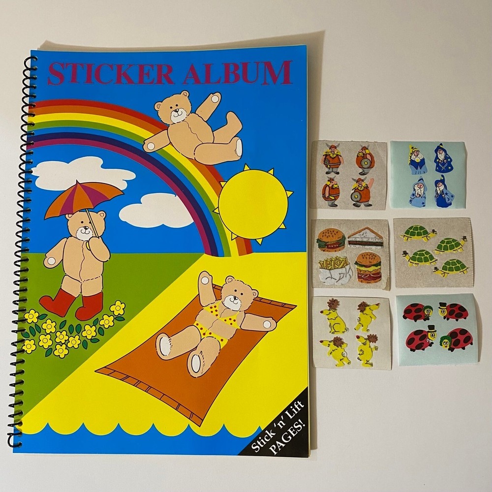 Stickermagic Bear Sticker Album & Stickers Turtle Ladybug Wizard Fast Food