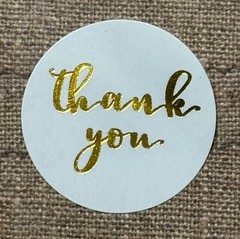 100 THANK YOU Round Stickers White/Gold Gift Stickers 1” Envelope Seals