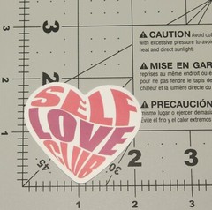 Self Love Club Pink Purple White Spell Out Heart Saying Motto Sticker