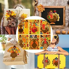 Make a 24PCS Thanksgiving Stickers for Kids Turkey Face Sticker Turkey Stickers