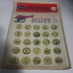 4 -Vintage Whitman 100 United States State Seals and Birds Stamp Labels.